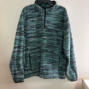 Chubbies Men’s XL Space Dye Fleece Quarter Zip Pullover Teal Green Striped